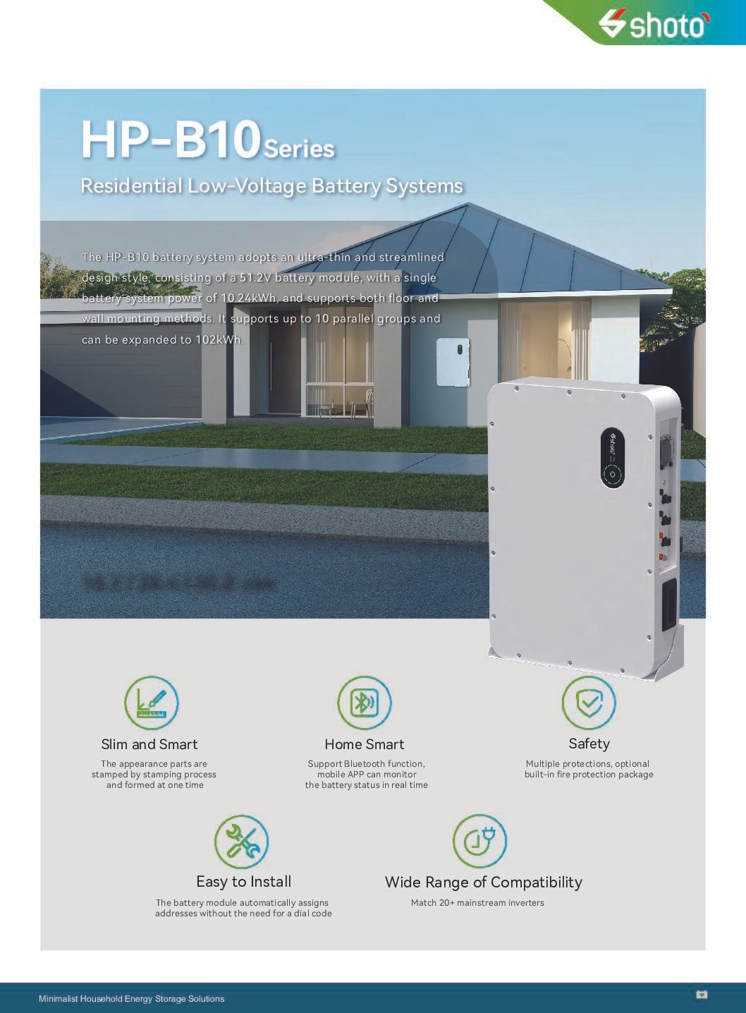 Shoto Wallmount Lithium Solar Battery HP-10 IP-65 - Image 2